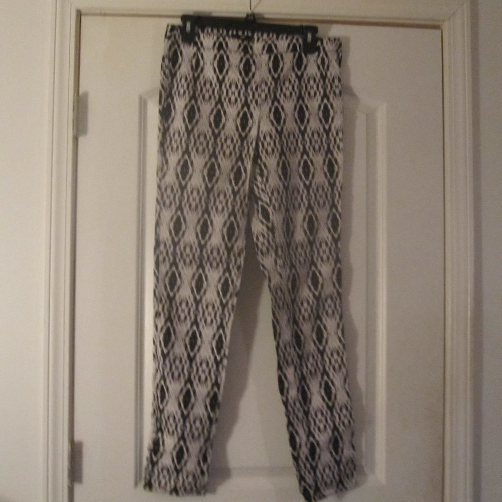 H&M Geometric Pattern Pants Black,White,Gray, Sz.8